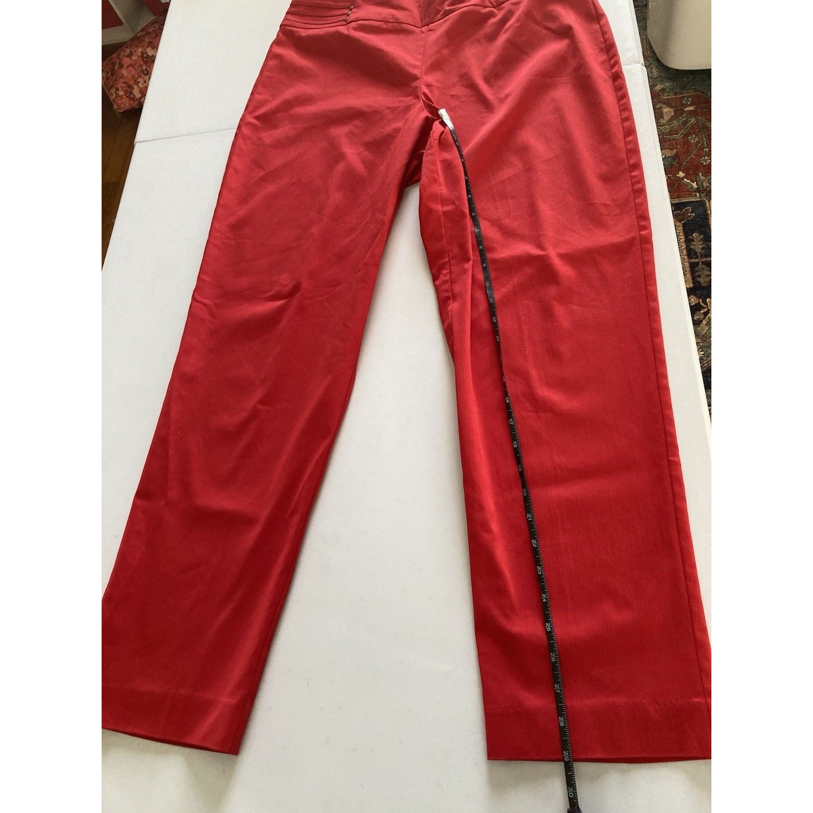 Jm Collection Pants Large Red Straight Nwots Stretch New W/O Tags Embellished — image 7 of 8